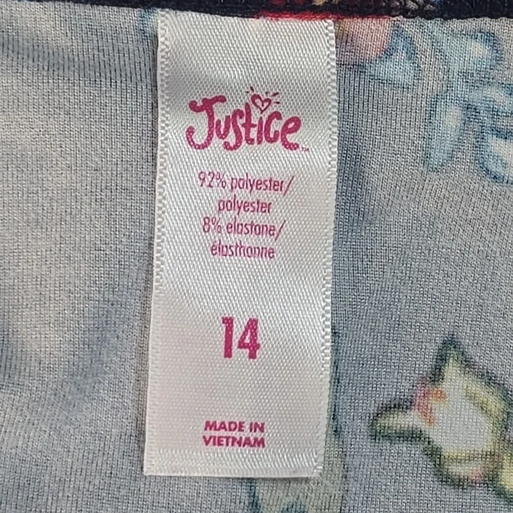 Justice Floral Fit and Flare Dress Kids Size 14‎ Navy Blue Cottagecore Spring